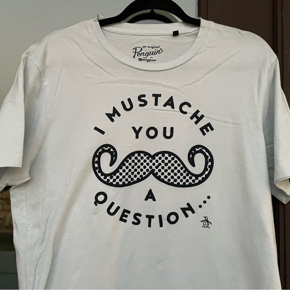 Original Penguin "Mustache You a Question" Tee M **NEW** - Picture 1 of 7